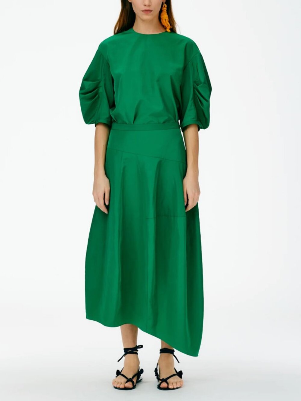 Italian Sporty Nylon Asymmetrical Balloon Skirt - Regular